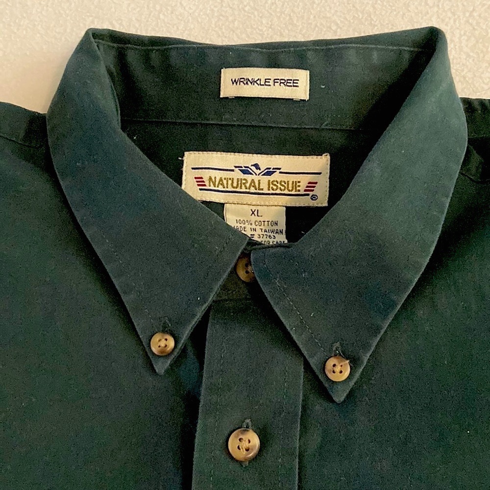 Men’s XL very dark forest green long sleeve shirt by Natural Issue